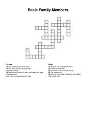 Basic Family Members crossword puzzle
