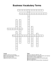 Business Vocabulary Terms crossword puzzle