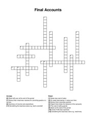 Final Accounts crossword puzzle