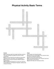 Physical Activity Basic Terms crossword puzzle