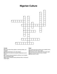 Nigerian Culture crossword puzzle