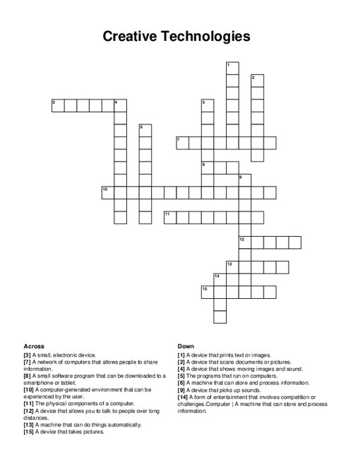 Creative Technologies Crossword Puzzle