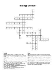 Biology Lesson crossword puzzle