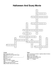 Halloween And Scary Movie crossword puzzle