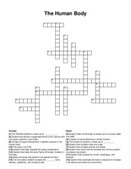 The Human Body crossword puzzle