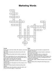 Marketing Words crossword puzzle