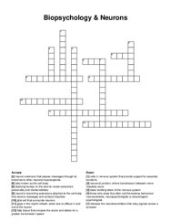Biopsychology & Neurons crossword puzzle