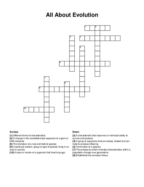 All About Evolution Crossword Puzzle