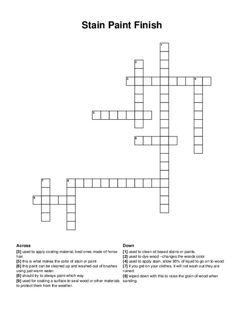 Stain Paint Finish Crossword Puzzle