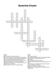Byzantine Empire crossword puzzle