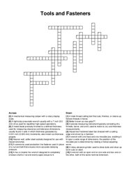 Tools and Fasteners crossword puzzle