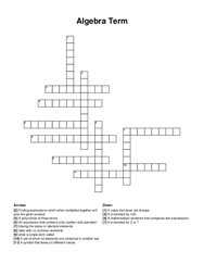 Algebra Term crossword puzzle