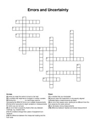 Errors and Uncertainty crossword puzzle