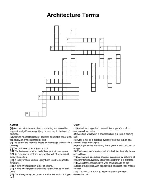 Architecture Terms Crossword Puzzle