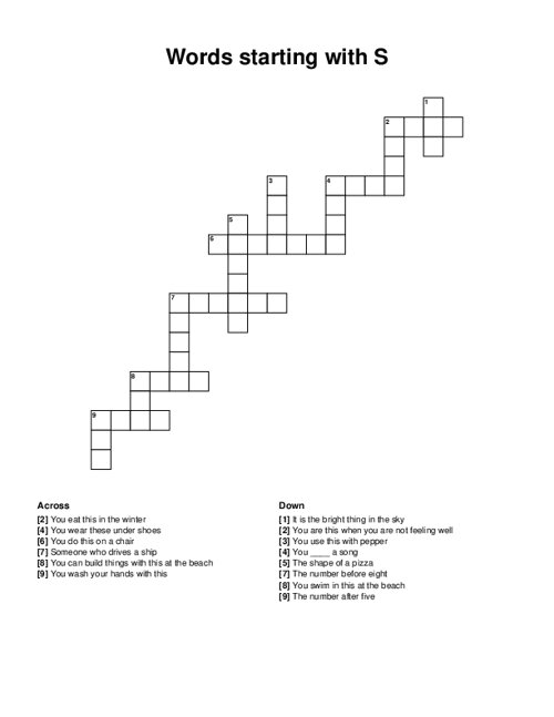 Words starting with S Crossword Puzzle