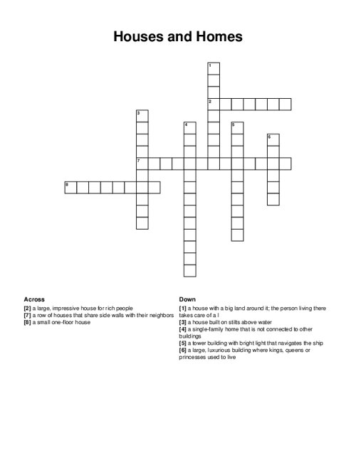 Houses and Homes Crossword Puzzle