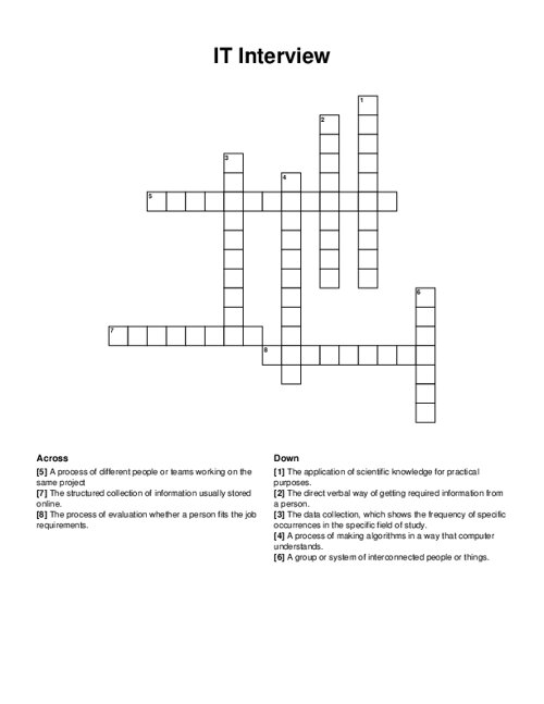 IT Interview Crossword Puzzle