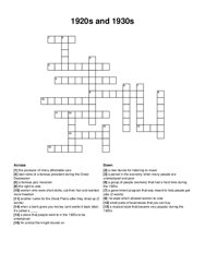 1920s and 1930s crossword puzzle