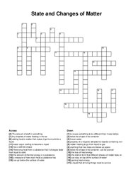 State and Changes of Matter crossword puzzle