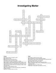 Investigating Matter crossword puzzle