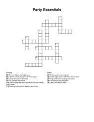 Party Essentials crossword puzzle
