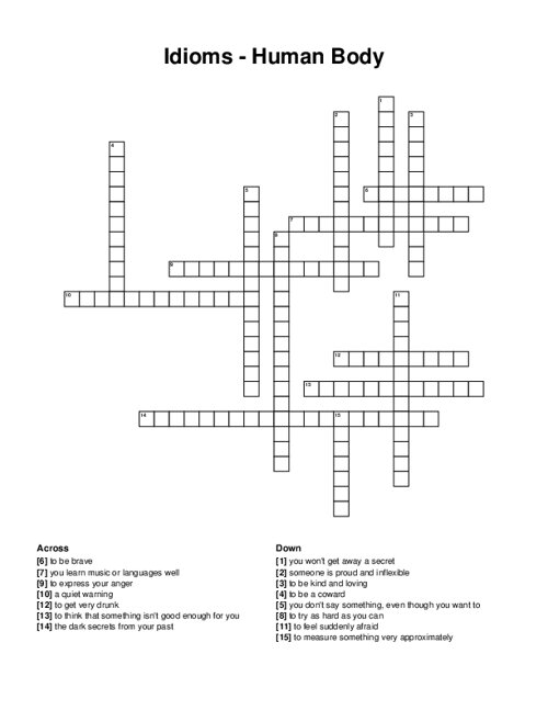 Idioms - Human Body Crossword Puzzle