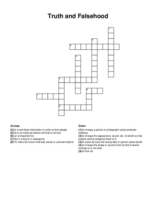 Truth and Falsehood Crossword Puzzle