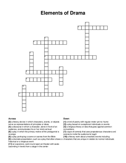 Elements of Drama Crossword Puzzle