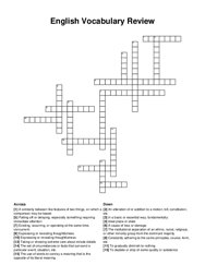 English Vocabulary Review crossword puzzle