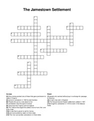 The Jamestown Settlement crossword puzzle