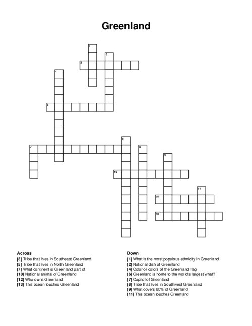 Greenland Crossword Puzzle