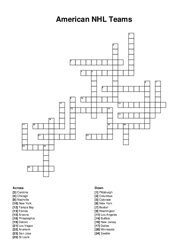 American NHL Teams crossword puzzle