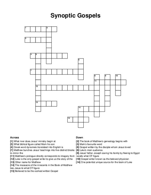 Synoptic Gospels Crossword Puzzle