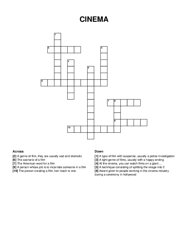 CINEMA crossword puzzle