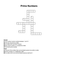 Prime Numbers crossword puzzle