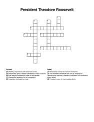 President Theodore Roosevelt crossword puzzle