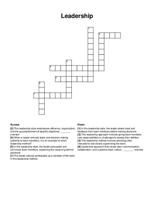 Leadership Crossword Puzzle