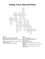 Energy, Force, Work and Power crossword puzzle