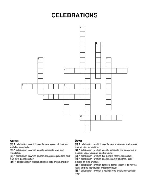 CELEBRATIONS Crossword Puzzle