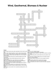 Wind, Geothermal, Biomass & Nuclear crossword puzzle