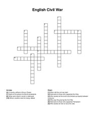 English Civil War crossword puzzle
