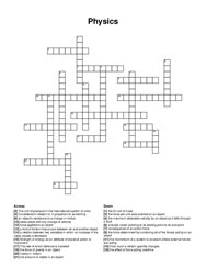 Physics crossword puzzle