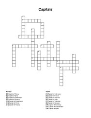 Capitals crossword puzzle