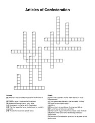 Articles of Confederation crossword puzzle