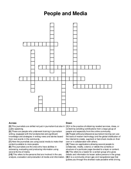 People and Media Crossword Puzzle