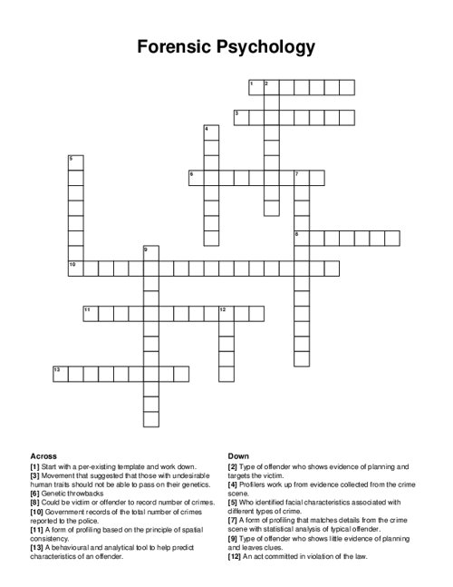 Forensic Psychology Crossword Puzzle