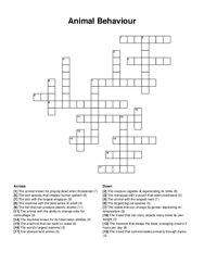 Animal Behaviour crossword puzzle