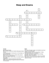 Sleep and Dreams crossword puzzle
