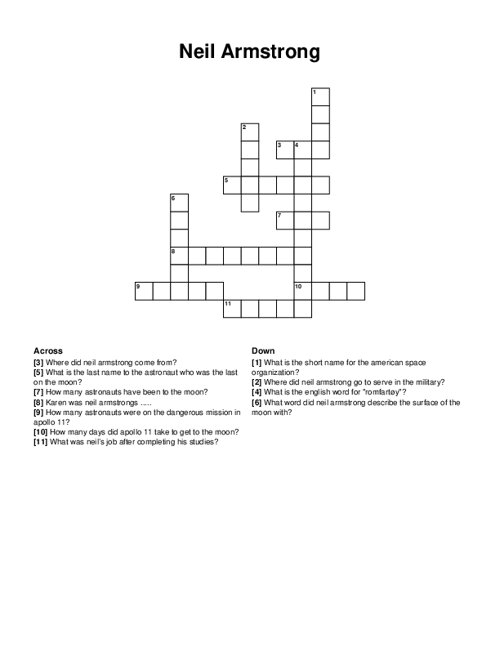 Neil Armstrong Crossword Puzzle