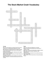 The Stock Market Crash Vocabulary crossword puzzle